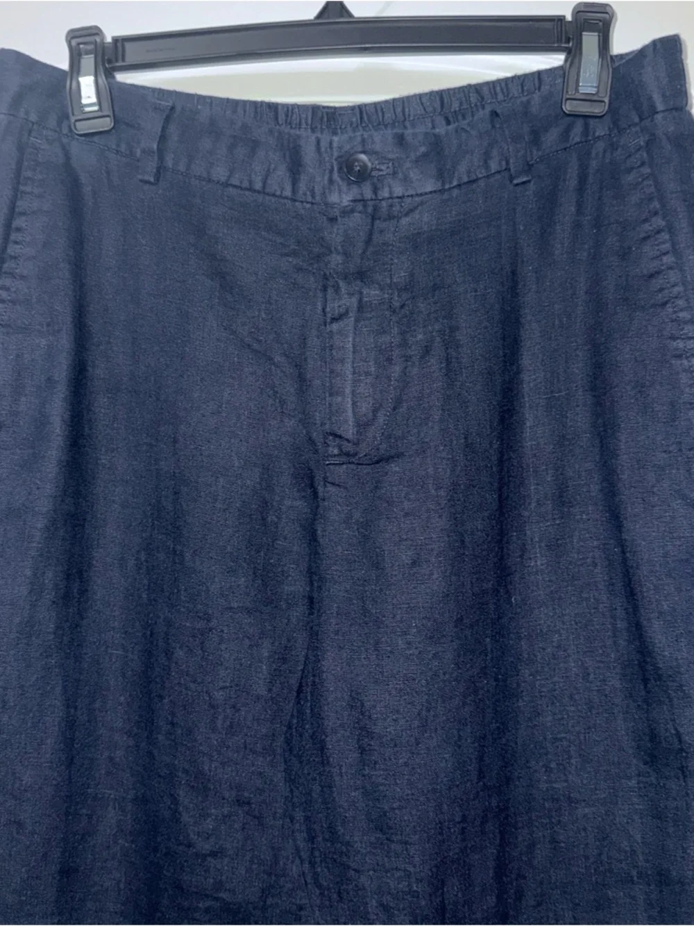 Zara Navy Linen Straight Leg Pants